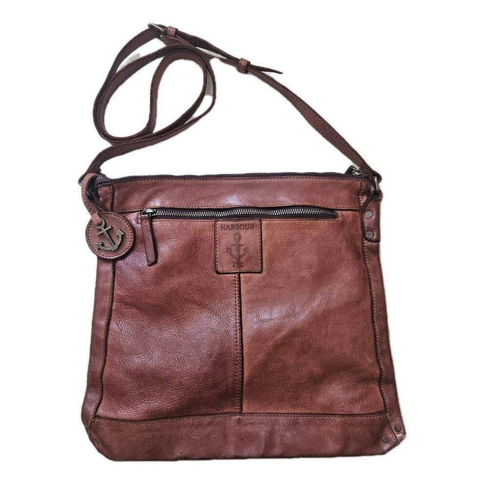 Harbour 2nd Vera Genuine Leather Crossbody Bag Brown Adjustable Strap Purse Boho